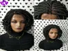 200density full short Braided Wigs Box Braids Wigs For Black Women Lace Front Braid Wig Curly 14inch Black Brown With Body Hair3094807