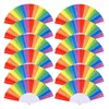 Figurine decorative Confezione da 10 ventagli pieghevoli arcobaleno Tenuto in mano Pride Fan Gay LGBT per feste Festival Eventi Forniture per la danza