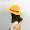 Breite Krempe Hüte Eimer Hüte Neue Luffy Erwachsene Str Hut COSPALY Anime Dress up Eltern Kinder Hut Sonnenschirm Sommer Kinder Sonnenhut Performance Hut Y240319