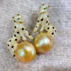 Stud Earrings MeiBaPJ 11-12mm 925 Silver Natural Golden Freshwater Pearl Leopard Fine Wedding Jewelry For Women