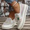 Casual Schuhe Loafers Damen Strass Dekor Mesh Sneakers Slip On Low Flat
