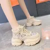 Casual Shoes Spring Autumn Sports 7.5 cm tjockt Soled For Women Fashion Diamond Inlagd lyxig original Design Kvinnor