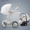 유모차# 베이비 유모차 2in1/3 in 1luxury baby carriage with car seateggshell 신생아 유모차 가죽 베이비 캐리지 높은 조경 l240319