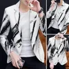 Men's Suits Suit Jacket Outwear Men Coat Printing Color Matching Handsome Notch Collar Blazer Garment