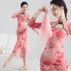 Этническая одежда, классический танец, женский стрейч Cheongsam Guofeng, тренировочное выступление с принтом