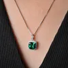 Potiy Square Gesimuleerde Nano Emerald 925 Sterling Zilveren Hanger Ketting voor Vrouwen Valentijnsdag cadeau sieraden sets GEEN Ketting 240305