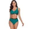 Ternos AROHA 2023 Sexy Bikini Swimwear Mulheres TwoPiece Banhado A Ouro Cinto Detalhe Cintura Alta Biquin Swimsuit Plus Size Banhistas Beachwear