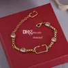 Luxe gouden kettingarmbanden Designer charmante kristallen kettingen Letter gestempelde armbanden met geschenkdoos