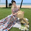 Casual Kleider Frauen Mode Elegante Blumen Urlaub Abend Party Slip Langes Kleid 2024 Französisch Böhmischen Sommer Backless Fee Sommerkleid