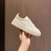 Casual Shoes 2024 Ins Real Leather Women Sneaker Fashion Höjd ökar dagliga damer Skodonstorlek 34-40