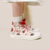 Skor Amy och Michael 2022 Spring Cute Girls Students High Top Canvas Shoes Lovely Anime Hand Painted Plimsolls Woman Vulcanize Shoes