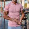 Polo à manches courtes pour hommes, nouveau Style de styliste, Slim, couleur unie, col montant, décontracté, en coton, vêtements pour jeunes