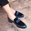 HBP icke-varumärke Bowknot Tongue Lightweight Dress Shoes Black Blue Fashion Wedding Foar Loafer Shoes for Men