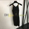 Sexig stickad klänning Summer Women Sling Dresses Letter Print High Elastic Slim kjolar Ladies Tight Knits Dress Party kjolar