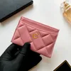 Top Mirror quality Womens fashion small wallet Designer card holder coin purse Pink young girl wallet slim leather Card wallet ID Credit Cards mini purse lambskin