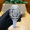 Luksusowe mechanicy męskie ogląda Richa Wristwatch Ghost Men's Men's Automatyczny mechaniczny młyn mechaniczny R Watch wydrążona diamentowa czaszka z unikalnym osobistym GUA8