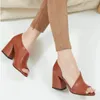 Dress Shoes 36-42 Large Size Women's Fish Mouth High Heels Fashion Summer European And American Thick Heel Roman Sandals