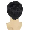 Perruques synthétiques en dentelle, homme d'affaires noirs, perruques à cheveux courts, perruques naturelles avec une bonne coupe de cheveux Black Pernes pour hommes Halloween Costume Wig Cosplay 240327