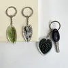 Keychains Acrylic Simulation Leaf Keychain Mobile Phone Pendant Key Ring Holder Fake Plant Chain Bags Hanging Ornament Accessories