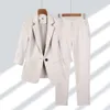 Traje profesional para mujer Primavera/novedad de verano conjunto minimalista de dos piezas de Color sólido de gran tamaño elegante y ajustado