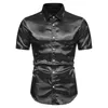 Men's Dress Shirts Men Shirt Daily Holiday Silk Slight Stretch Solid Color Summer Tops Tuxedo Wedding Prom Casual Satin Comfy