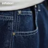 INFLATION Vintage Denim Shorts Man Loose Straight Washed Jeans Shorts Male Plus Szie 240315