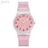 Wristwatches 1Pcs Leisure Transparent Sparkling Pink Women Watch Fashion Plastic Strap Children Watch Student Daily Decoration 24319