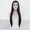 Synthetic Wigs AIMEYA Free Part Black Lace Front Wig Long Silky Straight Synthetic Lace Wigs High Temperature Hair for Men or Women Cosplay 240328 240327