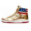 2024 Gold Custom T Trumps Sneakers High Tops Basketball Shoes Womens Mens Mens Never Surrender National Leaders Casual Designers Gold Red Women Men Sport Shoe With Box