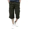 Mäns shorts sommar bomullsfrakt overaller multi ficka knä längd casual byxor manliga taktiska militära byxor