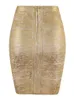 Wholesale Women Summer Skirt Sexy Black Silver Gold Bandage Skirt High Street Designer Skinny Party Mini Pencil Skirts 45cm 240319