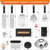 Bakplaatset, 25 stuks accessoires met platte bovenkant Blackstone en Camp Chef, grillspatelset met vergrote spatels, rijgdeksel, schraper, draagtas voor buitenbarbecue