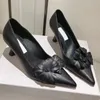 Black Flower Dress Shoes 580 Leather Women Single Slip-On Pointed Toe Ladies Pump Tacones Para Mujer Stiletto Heels Sapatos Feminino 39249