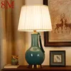 Bordslampor 8m Modern Grön keramiklampa Ledde kreativ enkel sängskrivbord Lätt modekorekor för hemmet vardagsrum sovrum