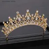 Diadèmes Vintage Couronne De Mariée Coiffe Couronne D'or Accessoires De Cheveux De Mariage Baroque Strass Fête Couronne De Cristal Couronne De Mariage De Mariée Y240319