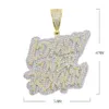 Iced Out Bling CZ Letter Loyalty Over Royalty Pendant Necklace Cubic Zirconia Two Tone Color Charm Män kvinnor Hip Hop Jewelry 240313