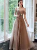 Partykleider Sapmae Pailletten Gold Off-the-Shoulder Ballkleid bodenlang Reißverschluss Abschlussball Abendkleid Anzug für alle Anlässe im Sommer 2024