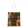 Sacs de courses Capybara faits amusants épicerie sac fourre-tout femmes personnalisé toile épaule Shopper grande capacité sac à main