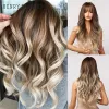 Wigs Henry Margu Brown White Ash Grey Grey Blonde Ombre Sintetico parrucche per donne nere Afro Long Wavy Wig con Bangs Lolita cosplay parrucche