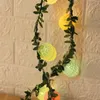 Ostern-Lichterkette mit grünem Blatt, LED-Licht, rissiges Osterei-Farblicht, blinkende Lichterkette, grüne Weinrebe, dekoratives Feiertagslicht