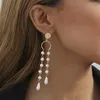 Boucles d'oreilles pendantes créatives pour femmes, Imitation de perles, goutte d'eau, à la mode, longues pampilles, bijoux, vente en gros, directe