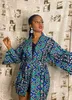 Afrikanska tryckklänningar för kvinnor Dashiki Geometric Belt Femme Dress Clothes Plus Size Retro Africa Christmas Robe 240309