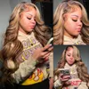 Perruques synthétiques Perruques synthétiques 30 32 pouces Highlight Ombre Honey Blonde Lace Front Wig Brésilien Cheveux Humains Colorés Body Wave13x4 HD Lace Frontal Wigs 250% 240328 240327