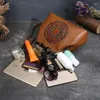 Totes Form Retro Handmade Totem Women Bag 2024 Genuine Leather Hasp Shoulder Bags First Layer Cowhide Leisure Female Handbag