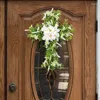 Fiori decorativi 2024 Corona di Pasqua con croce appesa a gigli artificiali Ghirlanda di primavera per la decorazione della parete della finestra della porta d'ingresso