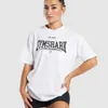 Projektant Gymshark Leggins Print Sports T-shirt luźne dopasowanie wilgoci Nurkowanie oddychająca oddychająca fitness Sportswear Flat Replain INS Styl INS