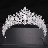 Tiara's Trendy Bruiloft Haaraccessoires Zilver Kleur Barok Strass Kristallen Kroon Bruids Tiara Prinses Feest Bruiloft Haar Sieraden Y240319