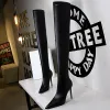 Laarzen bigtree schoenen nestiletto sexy overtheknee laarzen zwarte lederen laarzen sexy dunne hak laarzen winter long laarzen plus maat 43