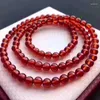 Strand Natural Orange Red Garnet Quartz Round Bead Bead Armband Smycken 3 Laps 6mm Stretch Charm Stone