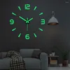 Orologi da parete Orologio luminoso 3D Senza cornice Acrilico Adesivi digitali fai da te Muto per soggiorno Camera da letto Arredamento per ufficio